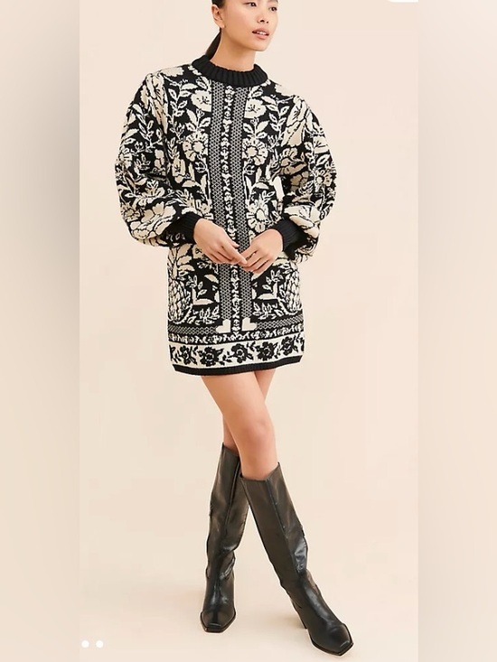 FARM Rio Dresses & Skirts - Farm Rio Black and Cream Sweater Dress XL